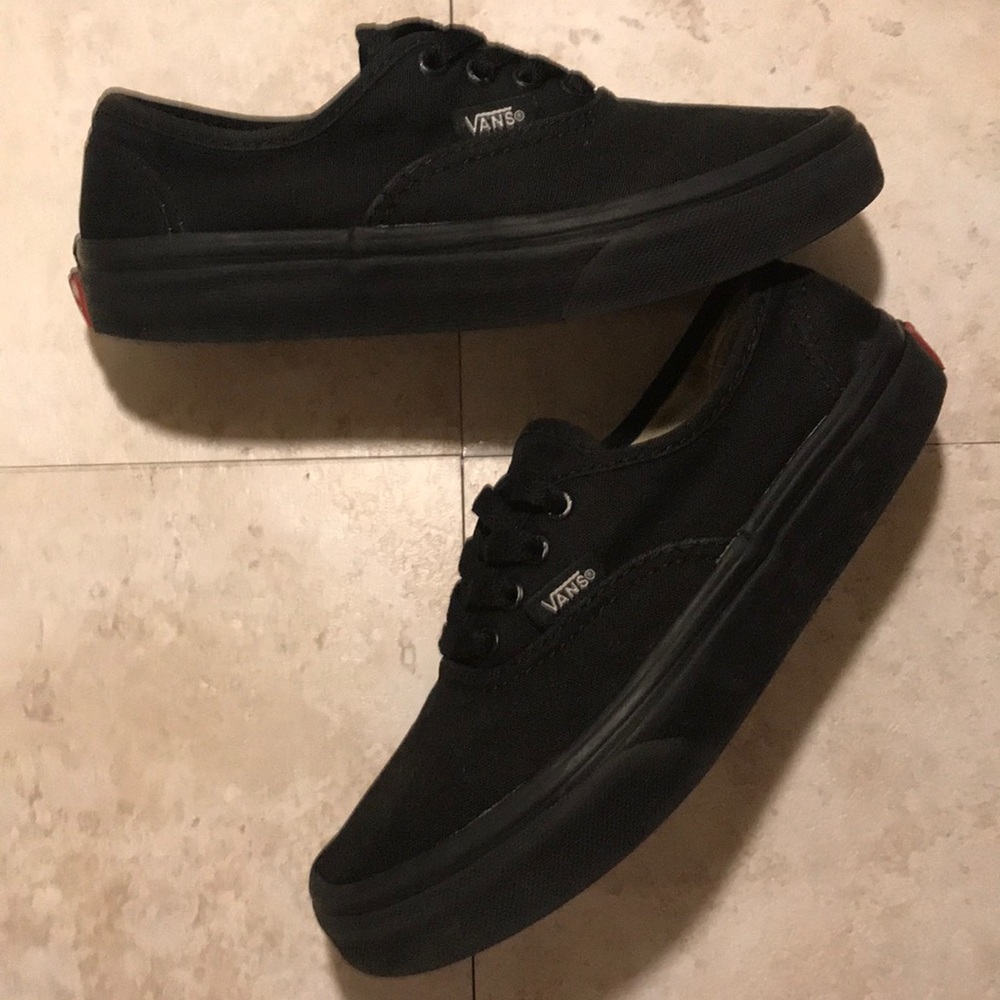 Vans all black low tops, youth size 1 EUC